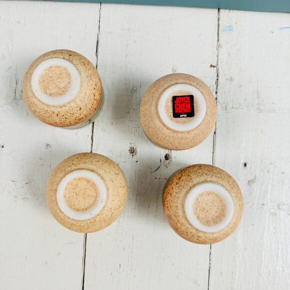 Ochoko cups, set of four, Japanese mino wear sake cups, blue and brown ceramic - Picture 8 of 10